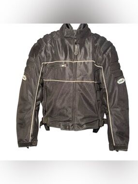 Raider women’s black motorcycle jacket w/ pads zip-out liner protective XL
